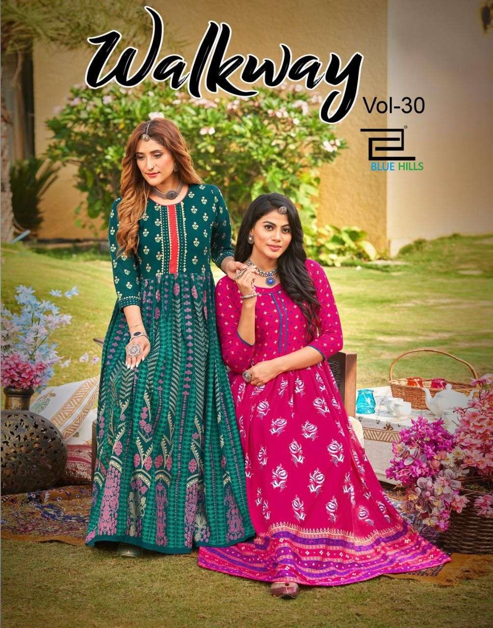 BLUE HILLS PRESENTS WALKWAY VOL 30 HEAVY RAYON FOIL PRINTED WHOLESALE GOWN